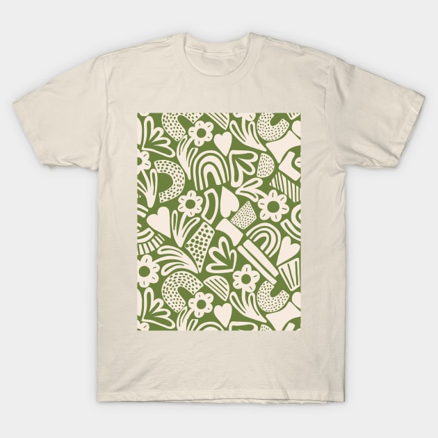Tween spirit abstract flowers and rainbows in green T-Shirt by Natalisa